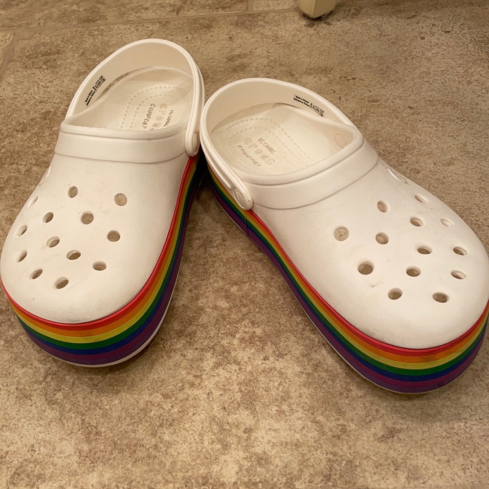 Rainbow platform crocs